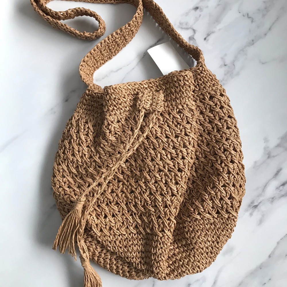 Woven Crossbody Bucket Purse
